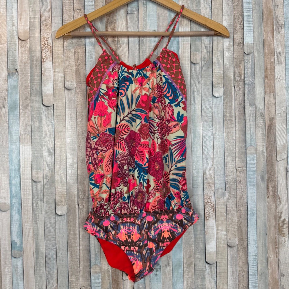 New Maaji Girls Blouson One Piece Swimsuit Tropical Floral Mixed Print Bright 16